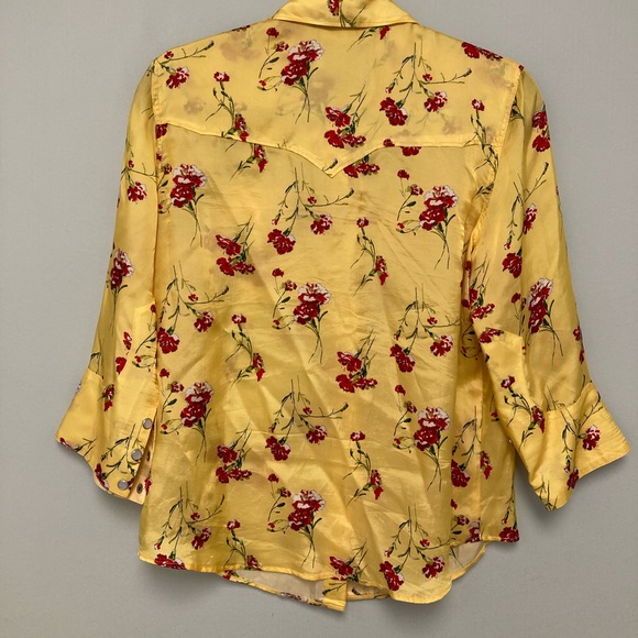 R13 Exaggerated Collar Cowboy Shirt -Yellow Floral - Picture 7 of 9
